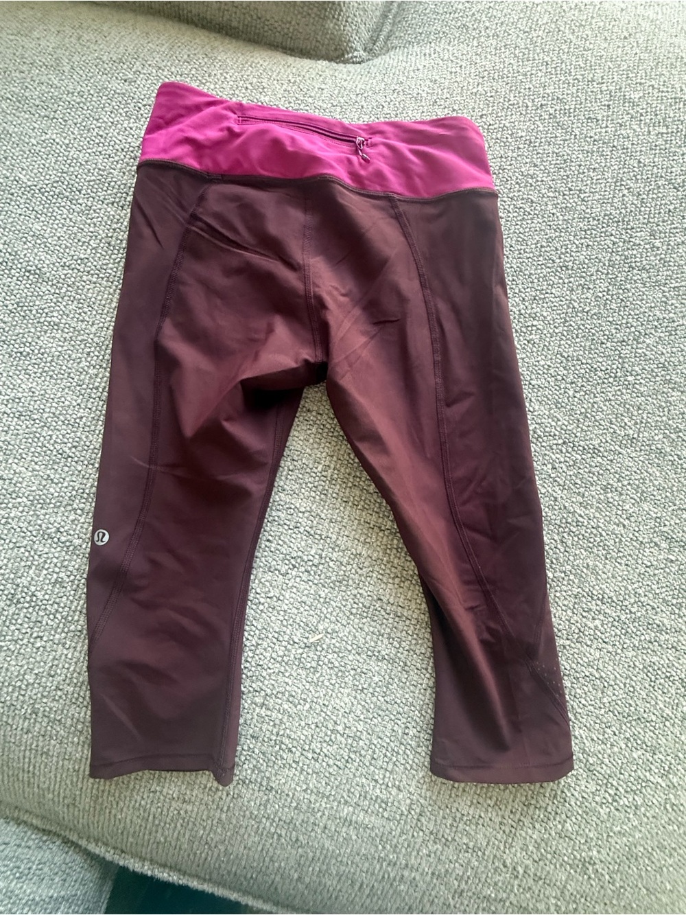 lululemon athletica Maroon Capri Leggings with Pink Waistband